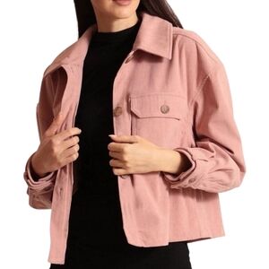 Avec Les‎ Filles Relaxed Shacket Corduroy Cropped Rose Pink Large